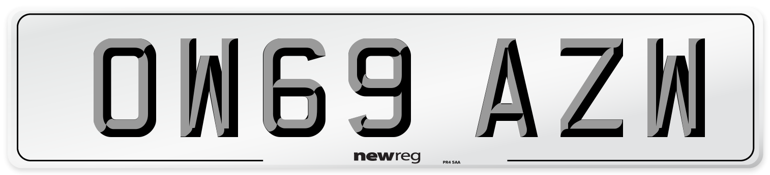 OW69 AZW Number Plate from New Reg